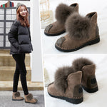 Hot sale Women natural real fox fur snow boots fashion boots for women high quality genuine cow leather winter Ankle boots