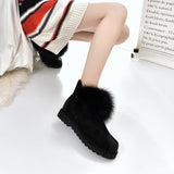 Hot sale Women natural real fox fur snow boots fashion boots for women high quality genuine cow leather winter Ankle boots