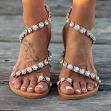 Women Sandals 2019 Bling Crystal Summer Shoes Woman Beach Flat Sandals Plus Size Flip Flop Ladies Soft Bottom Slippers Female