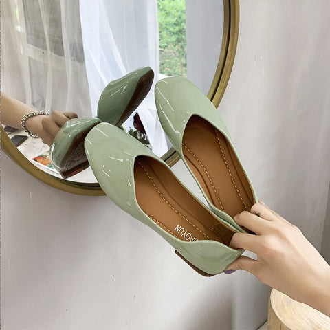 WHOHOLL Women Shoes Casual Shoes Candy Color Flats Square Toe Women's Shoes Moccasins Ballet Flat Shoes Ballerina Loafers