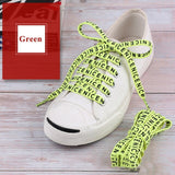 1 Pair Letter Printed Flat Shoelaces Fashion Casual Sports Outdoor Canvas Sneakers Shoelaces Women Men's Shoe Strings 100-160cm