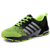 Big Size 35-47 Mens Running Shoes Breathable Flyknit Sneakers Women Lightweight Sports Shoes Woman Black Green Road Trainers