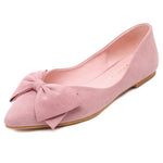 2019 LAISUMK Lady Ballet Flats Sweet Bow Pointy Toe Women's Flats Solid Flock Ballerina Flat Shoes