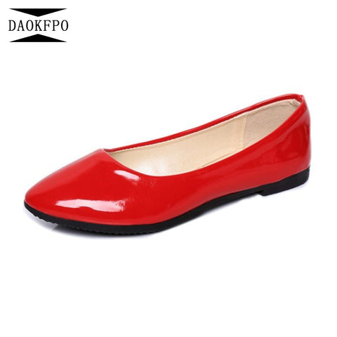 DAOKFPO 2018 Summer Casual Shoes Flats Pointed Toe Patent leather Women's Shoes Ballet Flats Shoes Ballerina Loafers NVD-15