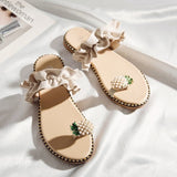 2019 Hot Summer Flat Heel Women Ladies Sandals toe ring Bohemia Sandals With ananas Flat Shoe Outdoor Holiday Slides 35-39