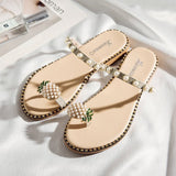 2019 Hot Summer Flat Heel Women Ladies Sandals toe ring Bohemia Sandals With ananas Flat Shoe Outdoor Holiday Slides 35-39